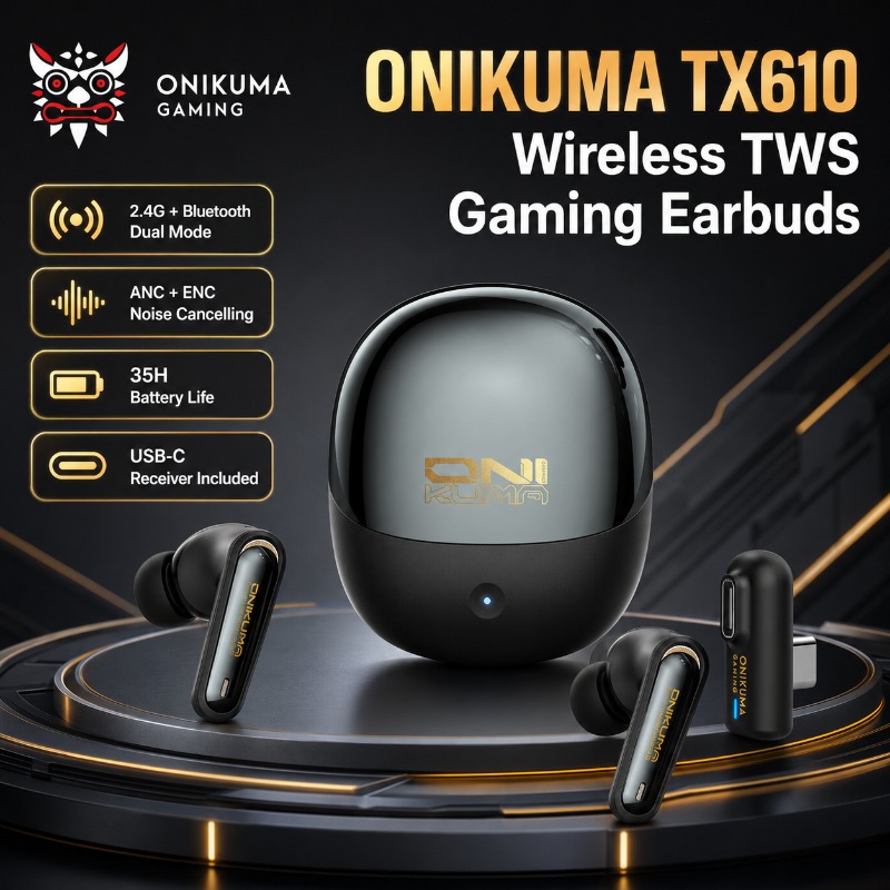 Esports Gaming Earbuds - ONIKUMA TX610 Wireless Gaming Earbuds Dual