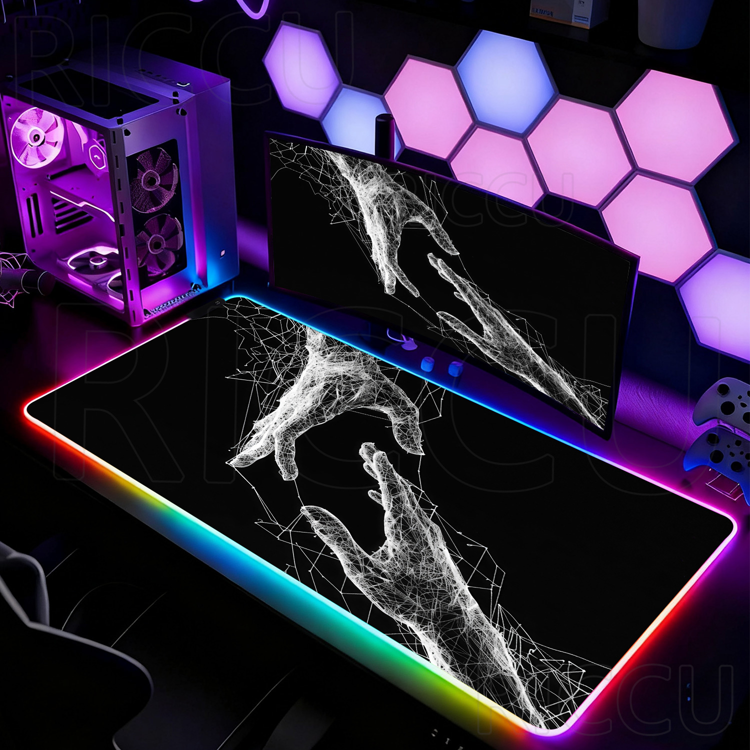 Esports Gaming Setup - RGB XXL HD Large Black White