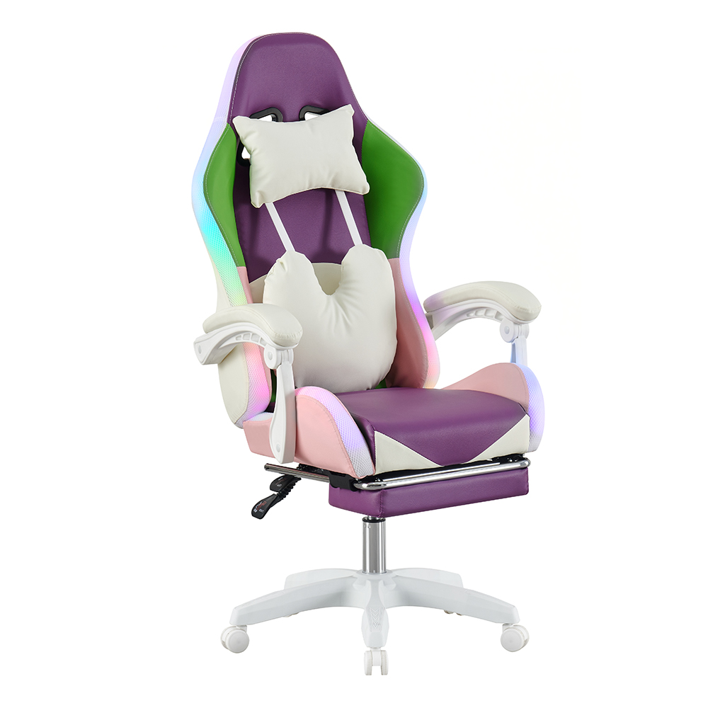 #*Ergonomic Full White Pu Leat - Rgb Gaming Chair ulasan dan harga