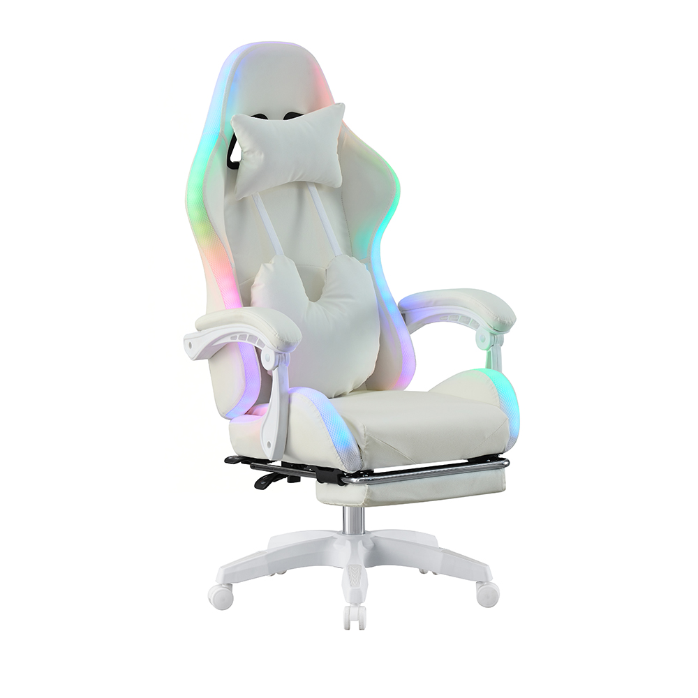 #*Ergonomic Full White Pu Leat - Rgb Gaming Chair ulasan dan harga