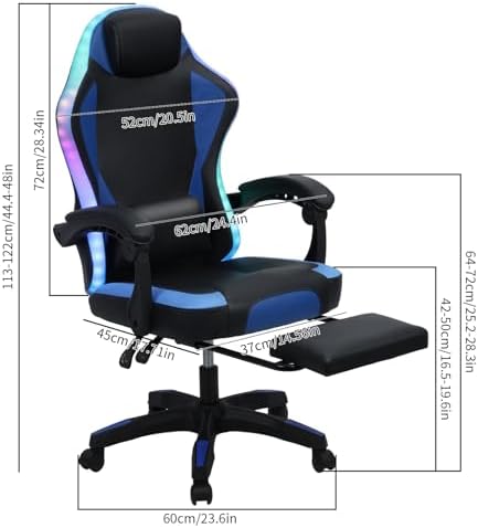 RGB LED Ergonomic Gaming Chair - Rgb Gaming Chair ulasan dan harga