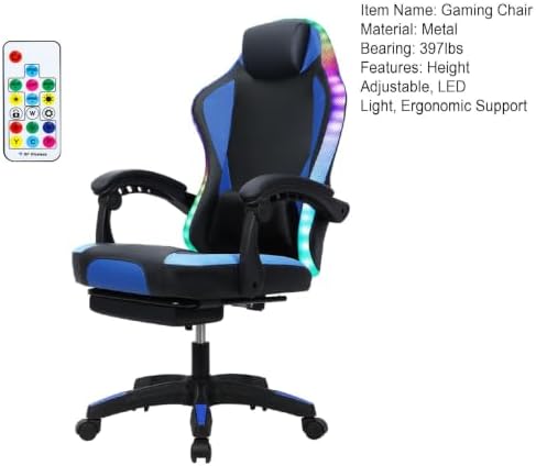 RGB LED Ergonomic Gaming Chair - Rgb Gaming Chair ulasan dan harga