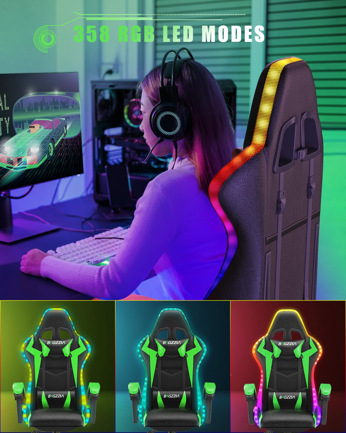 Gaming Chair with RGB LED Ligh - Rgb Gaming Chair ulasan dan harga
