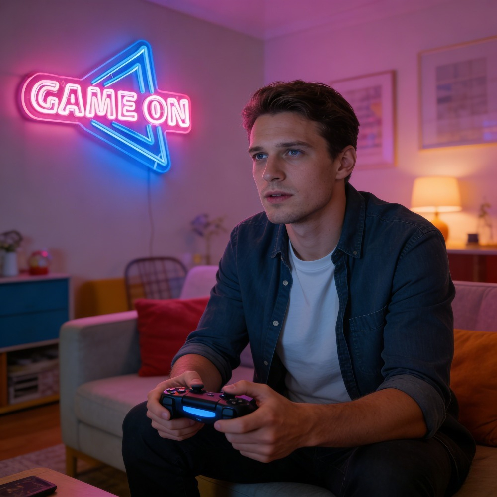 Game on Neon Sign LED USB Wall - Esports Gaming Setup ulasan dan harga