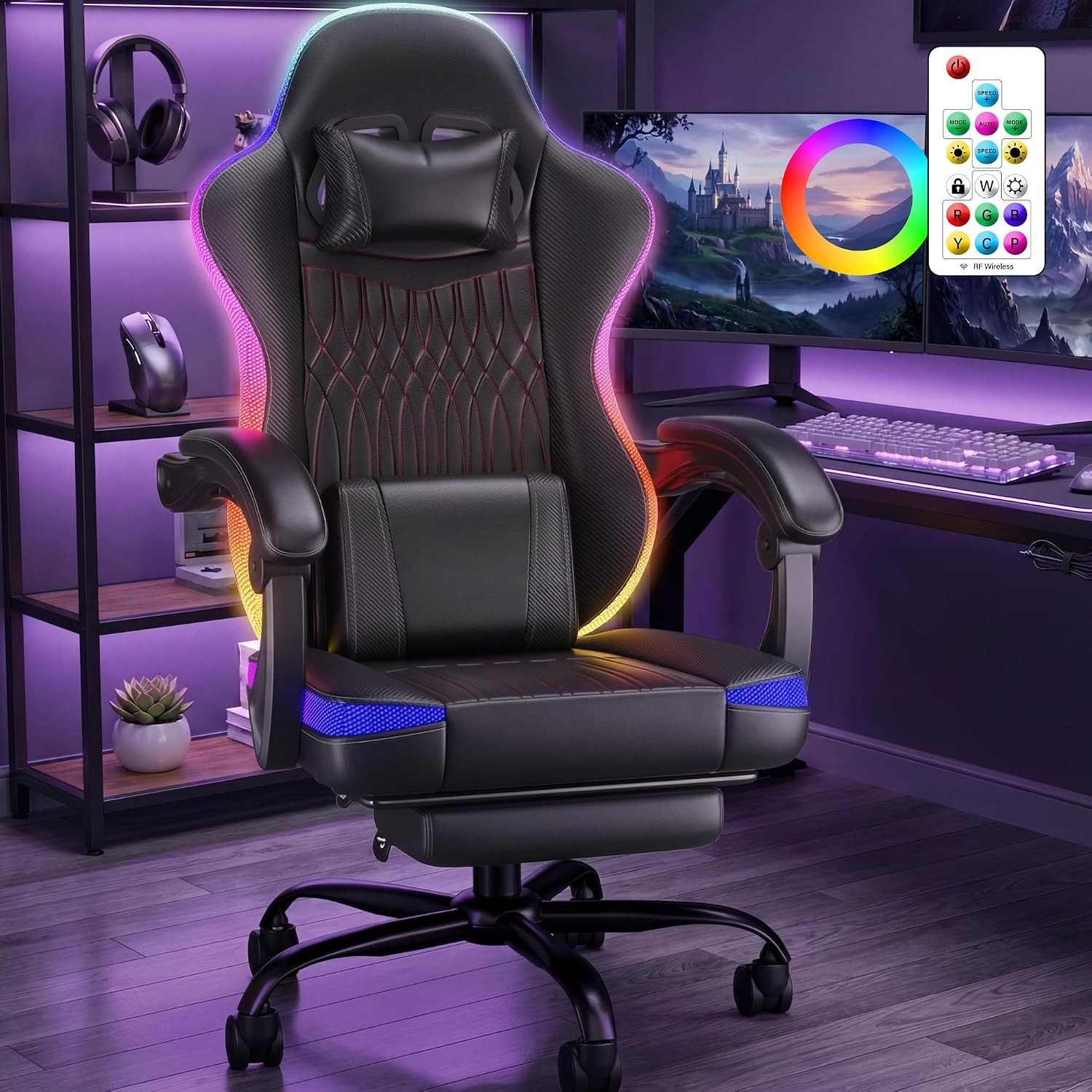Gaming Chair Ergonomic, RGB LE - Rgb Gaming Chair ulasan dan harga