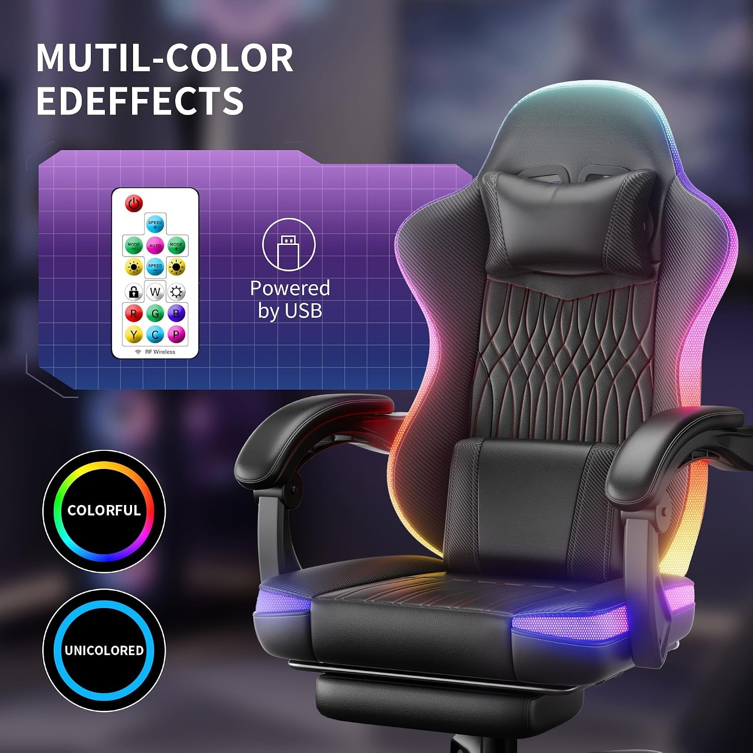 Gaming Chair Ergonomic, RGB LE - Rgb Gaming Chair ulasan dan harga
